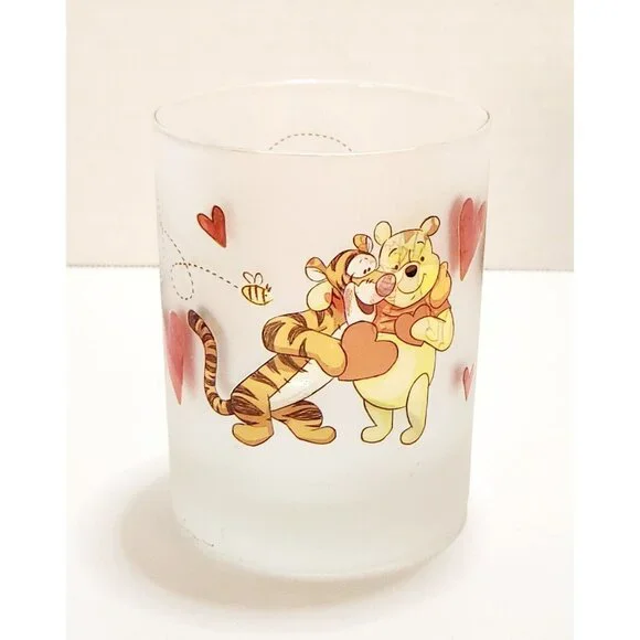 Winnie The Pooh Tigger Piglet VALENTINE'S DAY Frosted Glass Candle Holder 4.25" - Picture 12 of 12